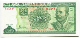 Cuba 5 Pesos 2007
P# 116j, N# 205103; # EJ18-364811; UNC