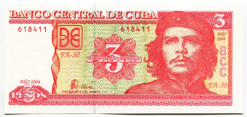 Cuba 3 Pesos 2004
P# 127a, N# 205114; # FA30-618411; UNC