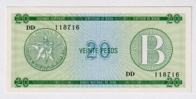 Cuba Foreign Exchange 20 Pesos 1985 (ND) Series B
P# FX9, N# 219706; # DD118716; UNC