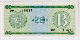 Cuba Foreign Exchange 20 Pesos 1985 (ND) Series B
P# FX9, N# 219706; # DD118715; UNC