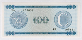 Cuba Foreign Exchange 100 Pesos 1985 (ND) Series C
P# FX25, N# 222813; # EA165837; UNC