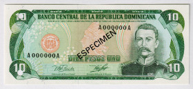 Dominican Republic 10 Pesos 1978 Specimen
P# 119s, N# 207935; # A000000A; UNC