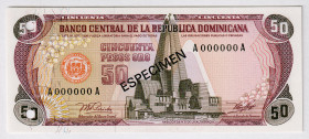 Dominican Republic 50 Pesos 1978 Specimen
P# 121s, N# 220020; # A000000A; UNC