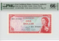 East Caribbean States 1 Dollar 1965 (ND) PMG 66
P# 13g, N# 207949; # B83 670663; Elizabeth II