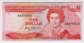 East Caribbean States 1 Dollar 1985 - 1988
P# 17d, N# 212915; # A447535D; UNC