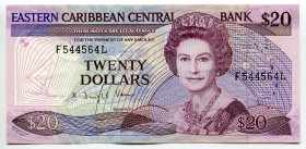 East Caribbean States Saint Lucia 20 Dollars 1988 (ND)
P# 24l2, N# 248670; # D544564L; XF