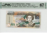 East Caribbean States Antigua 100 Dollars 2003 (ND) A PMG 67
P# 46a, N# 248683; # F009287A; Elizabeth II