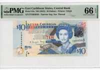 East Caribbean States 10 Dollars 2012 (ND) PMG 66
P# 52a, N# 208713; # FN684048; Elizabeth II