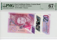 East Caribbean States 20 Dollars 2019 (ND) PMG 67
P# 57, N# 248677; # PL104945; Elizabeth II