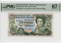 Falkland Islands 10 Pounds 2011 PMG 67
P# 18, N# 203660; # B037913; Elizabeth II