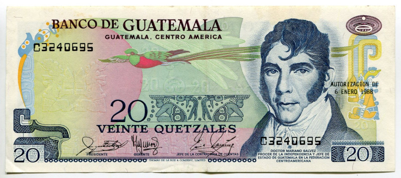 Guatemala 20 Quetzales 1988
P# 62d, N# 274802; # C3240695; XF