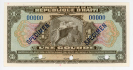 Haiti 1 Gourde 1919 (1964) (ND)
P# 185s, N# 206687; # 00000; UNC