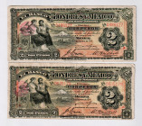 Mexico Londres 2 x 2 Peso 1914
P# S241, # 0535179; # 0486127; VF