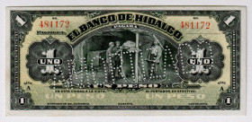Mexico Banco de Hidalgo 1 Peso 1914 (ND)
P# S304b, # 481172; XF