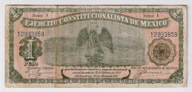 Mexico Chihuahua Ejercito Constitucionalista 1 Peso 1914
P# S523a, N# 237565; # 12993859; VF