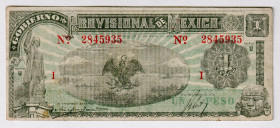 Mexico Gobierno Provisional 1 Peso 1916
P# S709, N# 212879; # 2845935; VF+