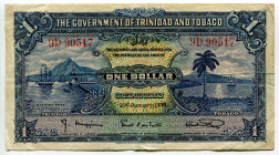 Trinidad & Tobago 1 Dollar 1939
P# 5b, N# 209859; # 9D 90517; VF