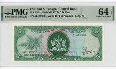 Trinidad & Tobago 5 Dollars 1964 (1977) (ND) PMG 64
P# 27, N# 212213; # AL659990; Signature 3