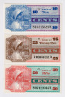 United States 10 - 25 - 50 Cents 1968 Mlitary Certificates 
P# M65 - M67, # Series 661; UNC