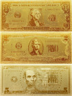 United States Lot of 7 Bankotes 1976 - 2009
Colored Gold Foil Plated Banknotes; 1 - 2 - 5 - 10 - 20 - 50 - 100 Dollars; UNC