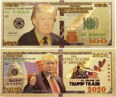United States Lot of 2 Trump Dollars 2016 - 2020
Colored Gold Foil Plated Banknotes; UNC