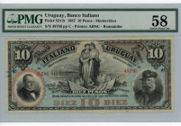 Uruguay Banco Italiano 10 Pesos 1887 PMG 58
P# S212r, # 48786; AUNC