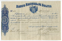 Bolivia Sucre 1430 Pesetas 1917 Banco Nacional de Bolivia 
Bill of Exchange; XF+