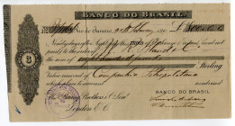 Brazil Rio de Janeiro 800 Pounds 1910 Banco do Brasil 
Bill of Exchange for impressive amount of payable by Baring Brothers & Co; XF+