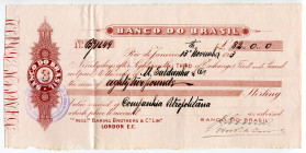 Brazil Rio de Janeiro 85 Pounds 1913 Banco do Brasil 
Bill of Exchange for paybale by Baring Brothers & Co; XF+