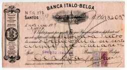Brazil Santos 1918 Banco Italo-Belga
Bill of exchange. Nice vignette with view of Antwerp; XF+
