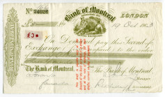 Canada Bank of Montreal 3 Pound 1903 London 
Bill of Exchange payable by Toronto Branch; XF