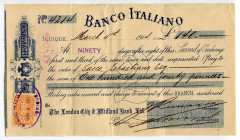 Chile Iquique 140 Pounds 1914 Banco Italiano 
Bill of Exchange for drawn in Iquique to the London City and Midlands Bank Ltd; XF