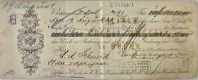Czech Republic Brunn (Brno) 128 Gulden 1890 Oesterreichische Credit-Anstalt für Handel und Gewerbe 
Bill of Exchange (Wechsel); VF+