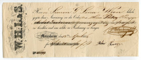 Germany Mannhiem 8 Gulden 20 Kreutzer 1836 Bankhaus W.H. Ladenburg & Sohne 
Cheque issued in Mannheim and payable by Simon Sima in Vienna; The bank w...
