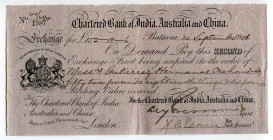 Indonesia Batavia 152-18-6 Pounds 1906 Chartered Bank of India Australia and China
XF