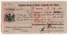 Malaysia Penang 58-1-5 Pounds 1914 Chartered Bank of India Australia and China
XF