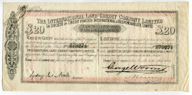 Palestine Israel 20 Pounds = 500 Francs 1864 International Land Credit Co Ltd 
Founder's share; The company was founded by the banker Baron Moritz vo...