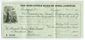 Singapore 15-17-5 Pounds 1917 The Mercantile Bank of India
Bill of exchange; The Mercantile Bank of India, London and China, later Mercantile Bank Lt...