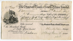 South Africa Pretoria 40 Pounds 1890 The Standard Bank of South Africa Limited 
Bill of Exchange ; The seal to the left: a landscape depicting female...
