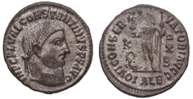 303-307 d.C. Constantino I. Alejandría 2ª oficina.. Nummus. Ae. 3,54 g. IMP C FL VAL CONSTANTINVS PF AVG Cabeza laureada a la derecha /IOVI CONSERVATO...