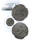 1664. Felipe IV (1621-1665). Coruña. 8 Maravedís. R. A&C 321. Cu. Encapsulada por NNCOINS en AU 50. EBC. Est.200.