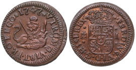 1747. Fernando VI (1746-1759). Segovia. 1 maravedí. A&C 19. Cu. 1,10 g. Bella. Brillo original. Escasa así. SC-. Est.75.
