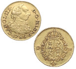 1786. Carlos III (1759-1788). Madrid. 1/2 escudo. DV. A&C 1280. Au. 1,75 g. Bella. Brillo original. EBC. Est.250.