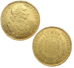 1771. Carlos III (1759-1788). Lima. 8 escudos. JM. A&C 1926. Au. 26,92 g. Atractiva. Escasa. Brillo original. Insignificantes hojitas en anverso. EBC-...