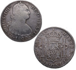1800. Carlos IV (1788-1808). Lima. 8 Reales. IJ. A&C 918. Ag. 26,73 g. MBC. Est.150.