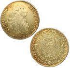 1805. Carlos IV (1788-1808). Lima. 8 Escudos. JP. A&C 1611. Au. 27,07 g. Bella. Brillo original. EBC+ / EBC. Est.2200.