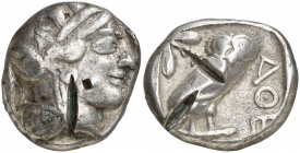(454-404 a.C.). Ática. Atenas. Tetradracma. (S. 2526) (CNG. IV, 1597). 16,76 g. Incisiones y punzonada. (MBC-).