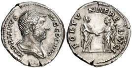 (134 d.C.). Adriano. Denario. (Spink 3495 var) (S. 789) (RIC. 248). 3,43 g. EBC-.