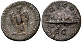 (119 d.C.). Adriano. Cuadrante. (Spink 3704 var) (Co. 1166) (RIC. 624). 2,90 g. Cavidad en anverso. MBC.