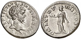 (199-200 d.C.). Septimio Severo. Denario. (Spink falta) (S. 455a) (RIC. 511a). 3,93 g. MBC+.